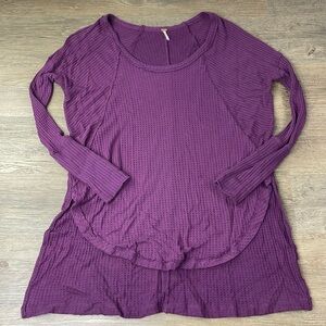 Free People Women’s Purple Ventura Thermal Waffle Knit Long Sleeve, size XS